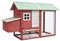 Homgoday Mobiler Hühnerstall, rot, 170 x 81 x 110 cm, aus massivem Kiefern- und Fichtenholz, Tierkäfig, Käfig für Hühner, Kaninchen, Dekoration für Möbel