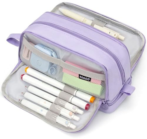 Vocuer Grande astuccio per matite di grande capacità per adulti scatola di matita per ragazze, Viola, Semplice tinta unita