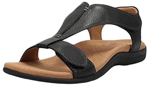 ticticlily Sandales Femme été Mules Compensées Orthopédiques Chaussons Confortable Bout Ouvert Pantoufles Chaussures de Plage A Noir 42 EU