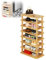 5/7/8 Tiers Vertical Shoe Slot, Bamboo Shoe Display Rack, Multi-layer Space-saving Shoe Storage Box, Wooden Narrow for Entryway Hallway Bedroom(Walnut-8 layers)