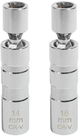 Flaconi 2 Pièces Clé à Bougie Voiture,Cle a Bougie,Clé Bougie,Couille Bougie,Magnétique 16mm/14mm Longue,Flexible Clés à Bougie,12 Points Outil de Retrait de Bougie D'allumage,pour Voitures