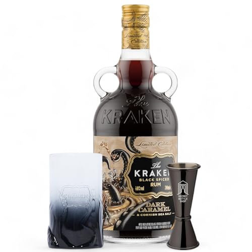 Kraken Dark Caramel & Cornish Sea Salt Spiced Rum Glass & Jigger Set 70cl