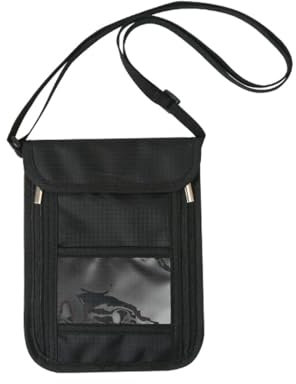 CPJJ Portadocumenti da viaggio, porta documenti viaggio, porta passaporto, portadocumenti da collo, Nero