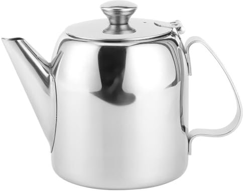 Nikou Coffee Pot Teapot, Stainless Steel 500ML Kettle Cold Water Jug Short Spout Tea Pot for Hotel Restaurant, Kitchen Teapot with Flip Lid and Handle (20oz, Sliver)