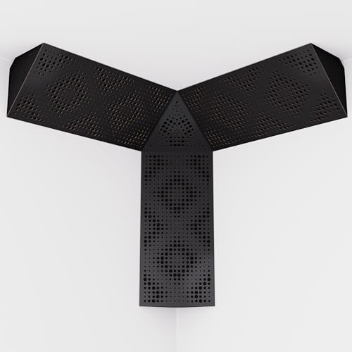 Kit of 3 sets of mini Bass Trap REBAT and one set of TRICUB-Wilds | Acoustic Foam with Perforated Laminated HDF Plate (Black, REBAT+cubWil)