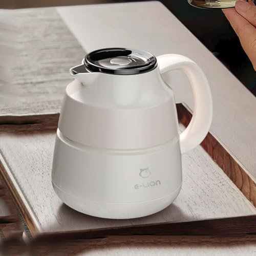 LEIYTFE 50.73oz/1.5L Isolierkanne Thermokaraffe Doppelwandige Vakuumflasche Zum Warmhalten, Getränkespender Mit Abnehmbarem Teefilter, Thermoskanne(White)