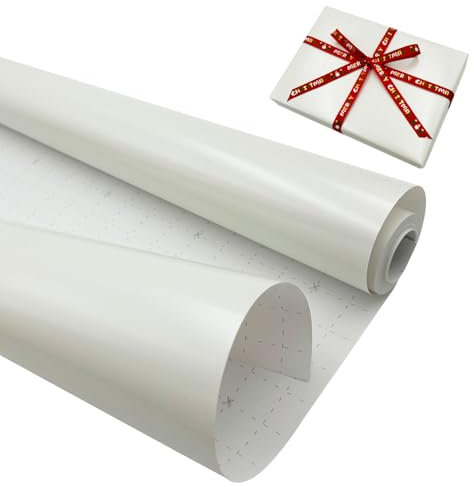 Rouleau de papier cadeau blanc mat 43 cm x 12 m, couleur unie, nacré, parfait pour anniversaire, mariage, Noël, fête, festival