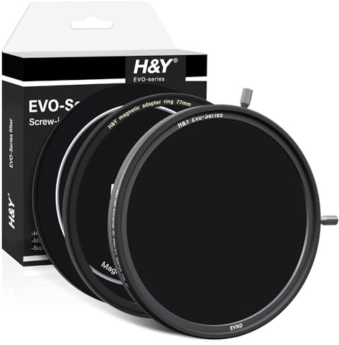 H&Y Filtro ND variabile da 77 mm, filtro a densità neutra variabile ND3-32 VND e CPL a vite e filtro magnetico 2 in 1 con anello adattatore magnetico, serie EVO