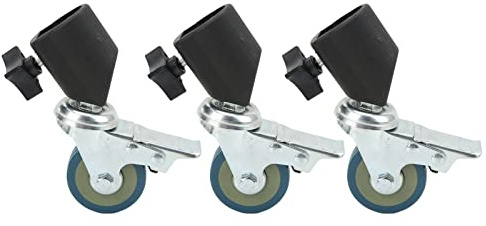 ZenithAur Light Stand Swivel Casters, Photography Tripod Caster Wheels 3pcs Set with Locking Brake, Ideal for Studio Lighting and Video Shooting