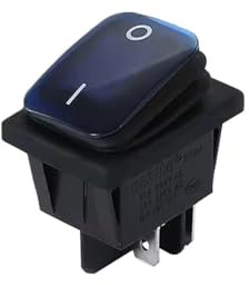 KCD4-Schalter, robust, 16 A, 250 VAC, 30 x 22 mm, wasserdicht, Wipp-Druckschalter, T85 IP65, 4-poliger DPDT-Schalter, EIN/Aus, 12 V, 220 V, LED(Blue,20PCS_12V)