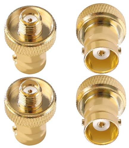 KUOQIY 4 Stücke BNC-Buchse auf SMA-Buchse HF-Koax-Anschluss, SMA zu BNC Adapter, für Funkgeräte, Wireless LAN Geräte, Koaxialkabel, Wi-Fi Radio Externe Antennen, Vergoldet