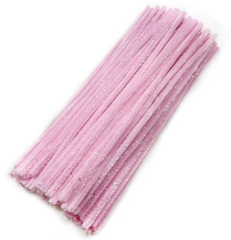 TOAOB 100 Piezas Limpiapipas Manualidades de Rosa Brillante | Limpiadores Pipas, Poliéster, Chenilla, 30 cm x 6 mm, para Decoración del Hogar, Flores, Personajes, Animales, Plantas