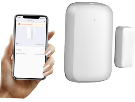 Intelligenter -türsensor mit App Benachrichtigung für Zuhause | PC und Abs Gehäuse, Push Alarm und Batteriewarnung, Weiß, für Tür und Schrank