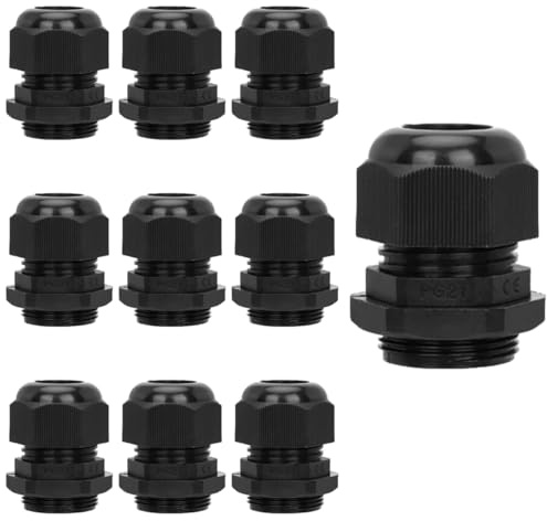 Aandxmok 10 Pcs Waterproof Cable Gland,PG21(NPT 3/4) Thread(12.5-18mm), Made of PA66 Material, waterproof wire grommet Strain Relief Cord Connectors,Suitable for Various Electrical Installations