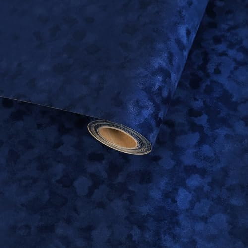 VaryFloral Dark Blue Velvet Fabric Wallpaper 30cmx300cm Self Adhesive Wallpaper Flocked Liner for Jewellery Box Soft Velvet Contact Paper Textured Fabric Vinyl Wrap for Furniture Dresser Liner Crafts