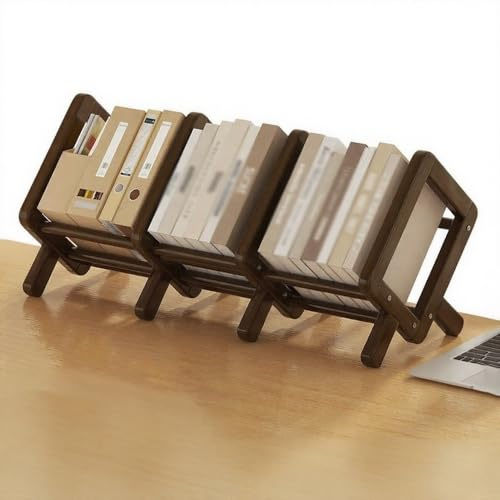 Generisch Einstellbar SchreibtischRegal, Bambus-Kipp Bücherregale Organizer, Erweiterung Aufbewahrungsregal für Ausstellung Zeitschriften Bücher(Brown,68cm/26.8in)