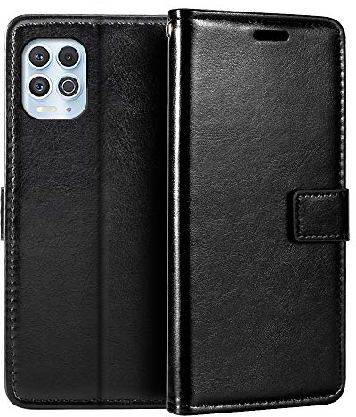 Shantime Lederhülle Kompatibel mit Motorola Moto Nio, Business Design Magnetische Klapphülle, 3 Kartenfächer, Foto und Geheimfach(Schwarz)