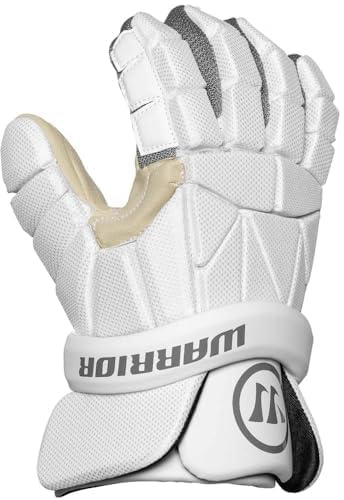 PG Sports Warrior Evo Lite Lacrosse Gloves, White (Large 13)