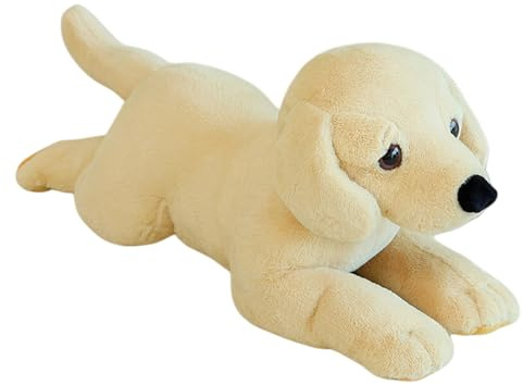Xiyocadt Kuscheltier Hund, Labrador Plüschhund - liegend, Realistischer Tier Stofftier Puppe, Geburtstagsgeschenke für Kinder und Erwachsene (40 cm,Braun)