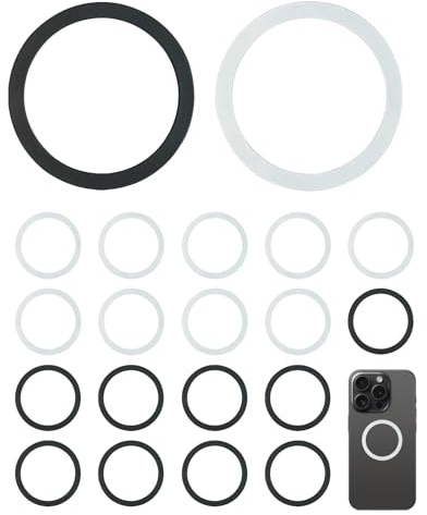 JININOSEU 20 Stück Magnet Ring Aufkleber, Extra Stark Ultra Dünn (0,8 Mm) Magnetring Handy, Universal Selbstklebende Metallring mit 3m Kleber für Zubehör iPhone Samsung Google Pixel Android P