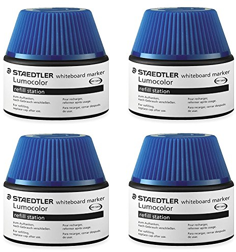 Staedtler Tinte fuer Marker Lumocolor refill station, 30 ml, (4x Stück, blau)