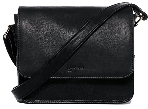 BACCINI Schultertasche echt Leder - Handtasche ELA - Umhängetasche Damentasche mit Schultergurt - Ledertasche Damen schwarz handgefertigt