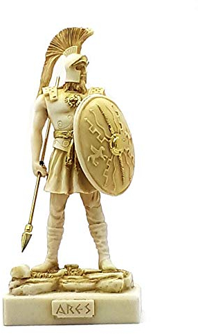 greekartshop Ares Mars God of War Alabaster Statue Figur, handgefertigt, 18 cm, Weiß