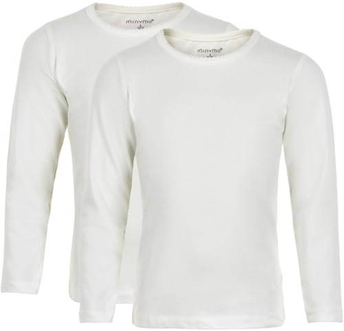 MINYMO Mädchen 2er Pack Blusen Mit Langen Ärmeln Für, Weiß (Weiss 100), 86 EU