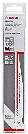 Bosch Professional 10 Stück Säbelsägeblatt S 1156 XHM Progressor for Wood and Metal (für Holz & Metall, 225 x 25 x 1,25 mm, Zubehör Säbelsäge)