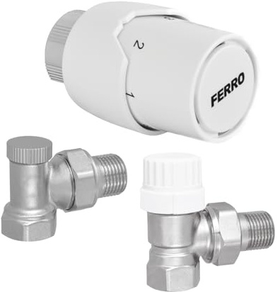 Set Thermostatventile 1/2 Rücklaufverschraubung Ventil Thermostatkopf Eck GT