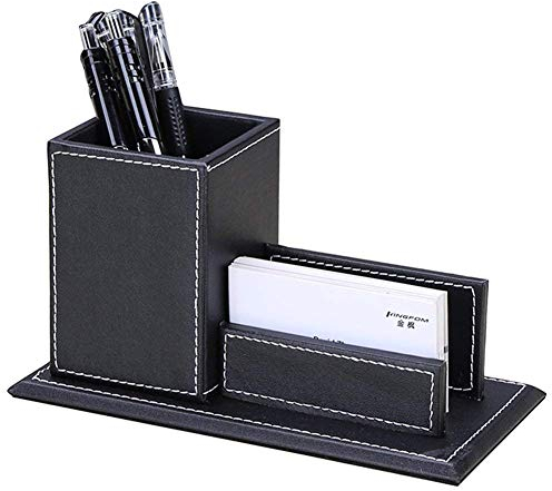 KINGFOM Bureau Pot à Crayons avec Support pour Cartes de Visite (Noir)