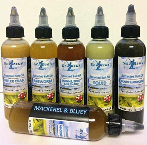 Searigs Sea Fishing Natural Bait Oil System includes P.V.A Bags, Glug Bags & Pulley Pennel Rig