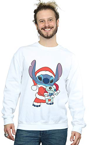 Disney Men's Lilo And Stitch Stitch Christmas Sweatshirt White XXXXX-Large