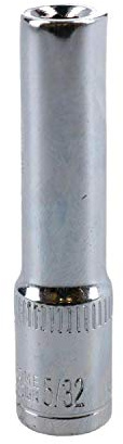 5/32 Deep SAE Socket 1/4 Drive 48mm Length 6 Point Chrome Vanadium Steel