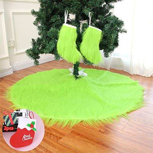 Mateju Weihnachtsbaum Rock Dekoration, Decke Weinachtsdeko Weihnachtsbaumdecke Röcke Ornaments für Weihnachten Baum Rock Deko Schutz (122cm,Grün)