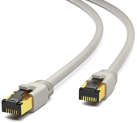 HB-DIGITAL 10m CAT 8.1 Netzwerkkabel F/FTP LSZH Grau 40 Gbits | LAN Patchkabel Gigabit RJ45 Stecker Ethernet Data Cable | 40000 Mbits Übertragungsgeschwindigkeit PIMF 2000 MHz Cat.6 Cat.7 Cat.8