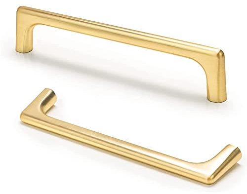 ANSIEDIO 2 Pieces Kitchen Cabinet Handles Hole Distance 160mm Brushed Brass Cupboard Handles Drawer Handles Zinc Alloy Wardrobe Handles