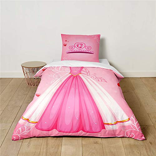 Morbuy Bettwäsche-Set für Kinder Mädchen Jungen, 3D Drucken Mikrofaser Kinderbettwäsche Babybettwäsche Weiche Bettwäsche Set mit Kissenbezüge und Bettbezug (100x135cm+40x60cm,Prinzessin)
