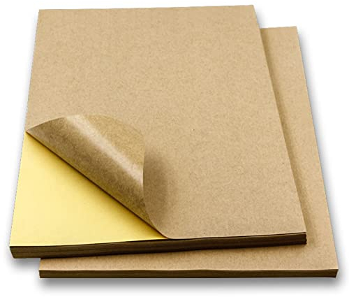 50 Piezas Autoadhesiva Copia Papel, Kraft Autoadhesivo A4, Papel Para Impresión Adhesiva, Adhesión Fuerte, Utilizada Para Etiquetas Hechas a Mano, Impresoras De Inyección De Tinta y Láser