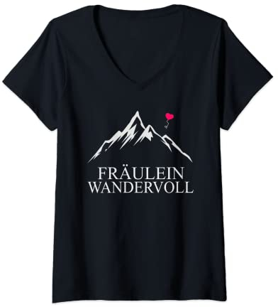 Damen Frauen Damen Wander Woman Hobby Geschenk Berge T-Shirt mit V-Ausschnitt