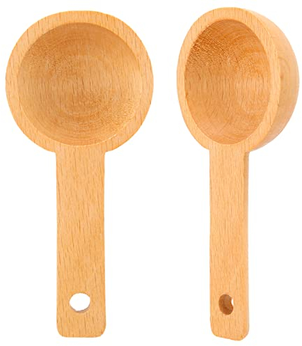 2 piezas Cuchara medidora para café molido, Multiusos cuchara de té de madera, Tazas Medidoras para Azúcar, cucharas de café de madera en haya para Especias, Harina, Té, leche en polvo