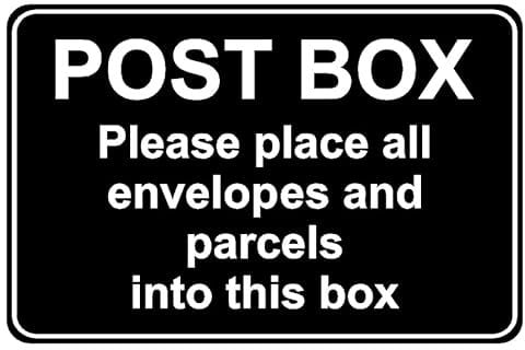 Post Box Please Place All envelopes and parcels in Box Safety Sign - Self Adhesive Sticker (100mm x 150mm)