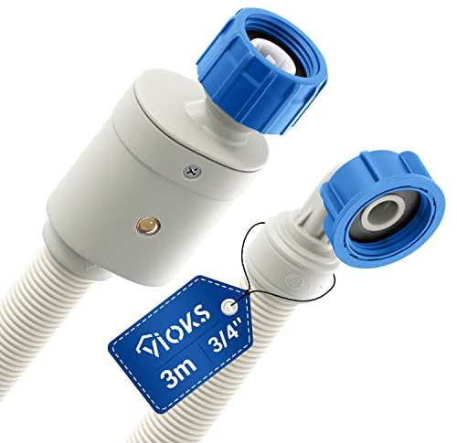 VIOKS Wasserstop Waschmaschine Schlauch 3/4 Zoll 3 m 25 °C - Zulaufschlauch Spülmaschine/Aquastop Schlauch Waschmaschine - Waschmaschinen Zubehör - Zulaufschläuche für Waschmaschinen