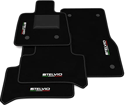 Fußmatten kompatibel mit Alfa Romeo Stelvio 2017-2022, personalisiertes Auto-Fußmatten-Set, Teppich-Set,