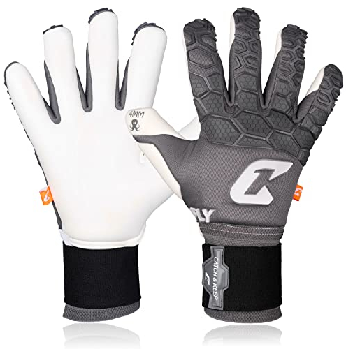 CATCH & KEEP Torwarthandschuhe Herren Fly Grey Soul Gr. 8 I Professionelle Torwarthandschuhe, Daumenunterstützung & dickerer Handgelenksbandage