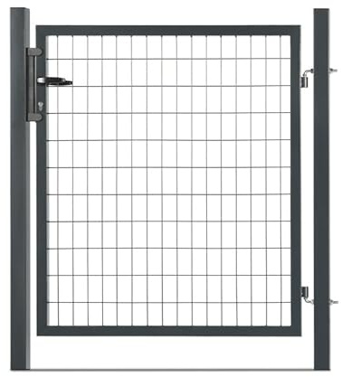 Easy Cloture Portillon grillagé en Acier galvanisé Maille 100 x 50 L 1m20 x H 1m00 Gris Anthracite - Porte de Jardin - Clôture de Jardin avec Serrure et poignée