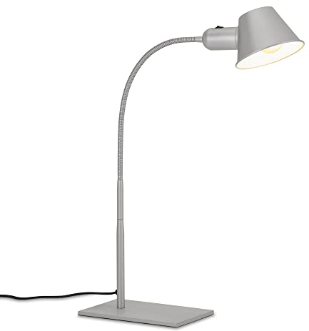 BRILONER Leuchten - Tischlampe flexibel, Tischleuchte verstellbar, Schreibtischlampe Kippschalter, 1x E27 Fassung max. 10 Watt, inkl. Kabel, Chrom-Matt, 65 cm