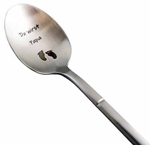 Schwangerschafts-Ankündigungslöffel für Ihren Partner, originelle und individuelle Geschenkidee für den zukünftigen Vater, Lustige und ungewöhnliche Geburtsanzeige, Tee-/Dessertlöffel mit Geschenkbox.