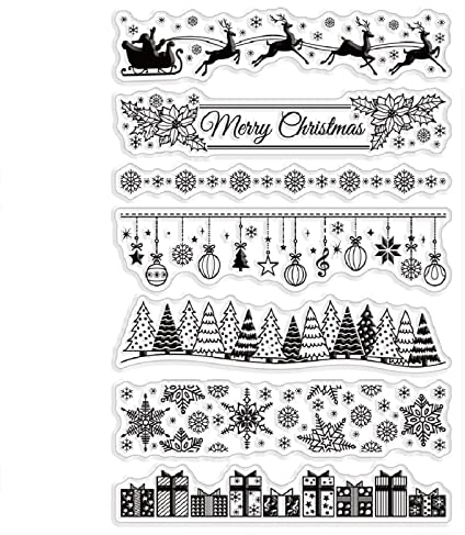 craspire Weihnachts-Klarstempel, Silikonstempel, Siegel, Weihnachtsspitze, Baum, Elch, Stechpalme, Transparente Silikonstempel Für X'Mas EVE, Kartenherstellung, Dekoration, DIY, Scrapbooking, Prägung