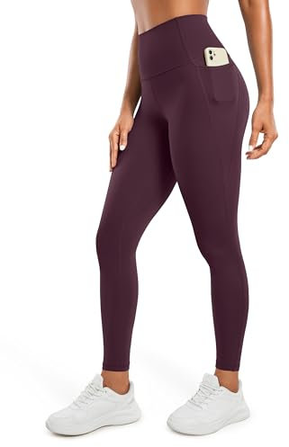CRZ YOGA Butterluxe Damen High Waist Sport Leggings Blickdicht Soft Yoga Hosen Gym Workout Leggins mit Taschen - 71cm Dunkellila 38